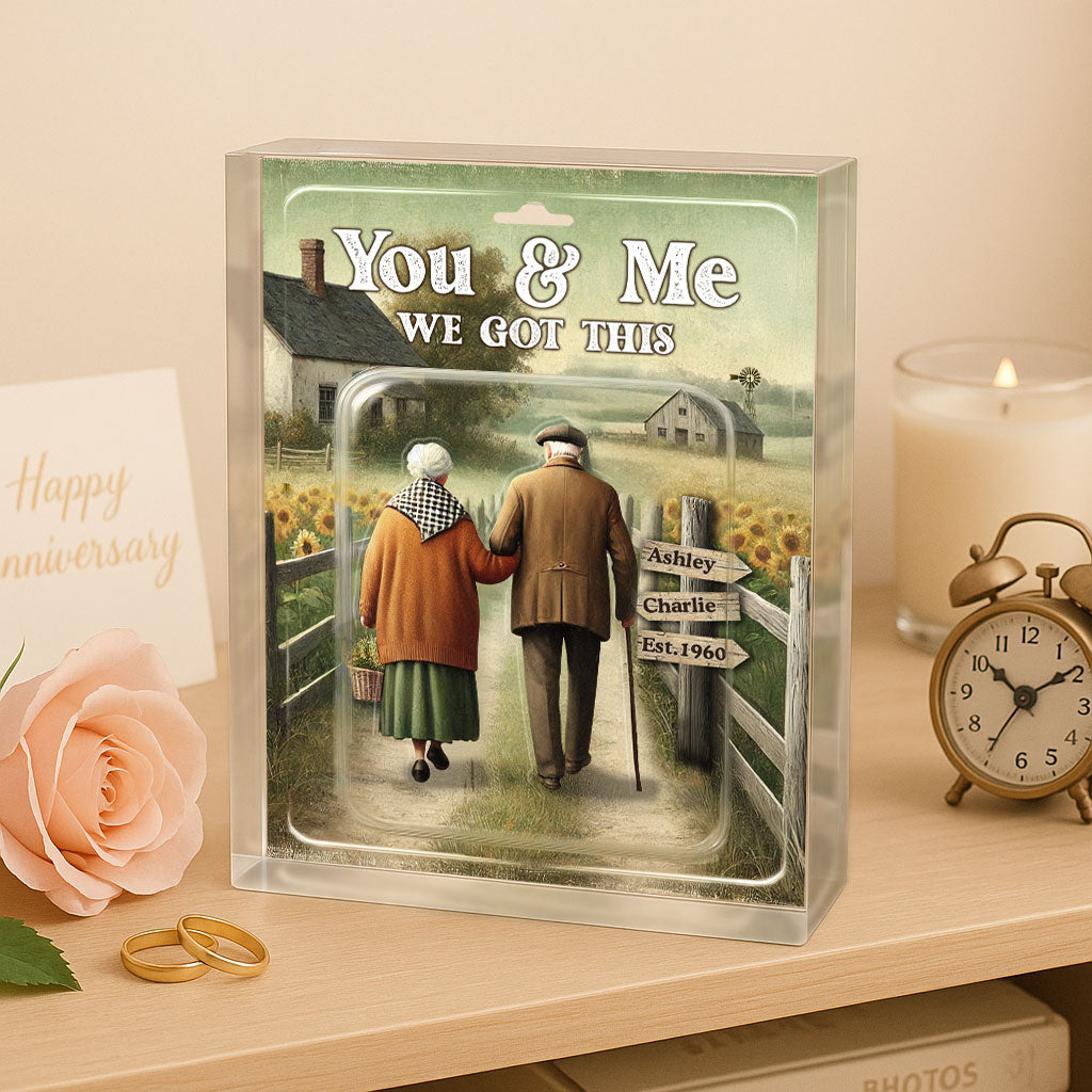 Eternal Love Couple Growing Old Together Toy Box Figures Style Personalized Acrylic Block Plaque