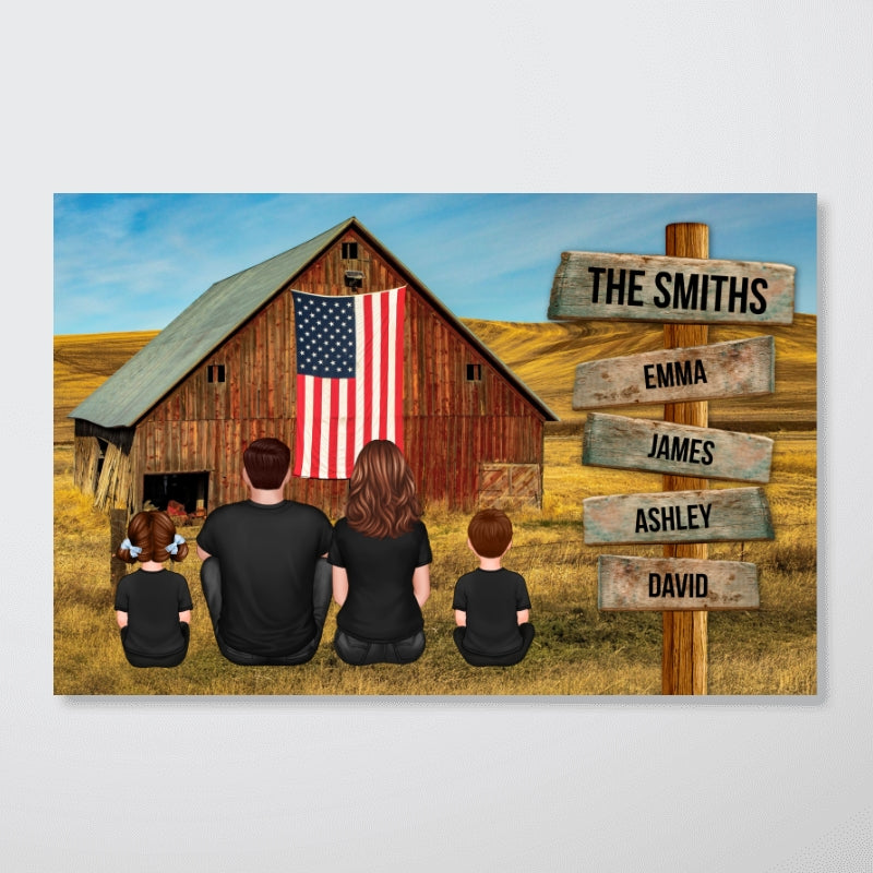 American Barn Family Personalized Poster, 4th Of July Gift