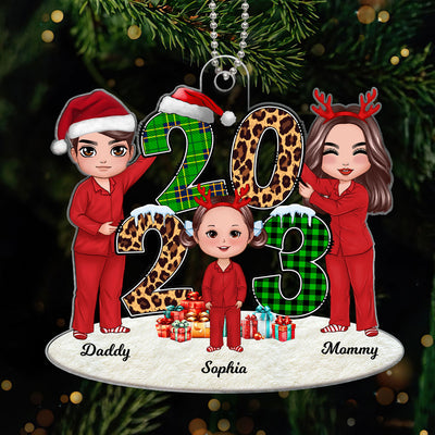 Family Stacked 2023 Christmas Tree Personalized Acrylic Ornament