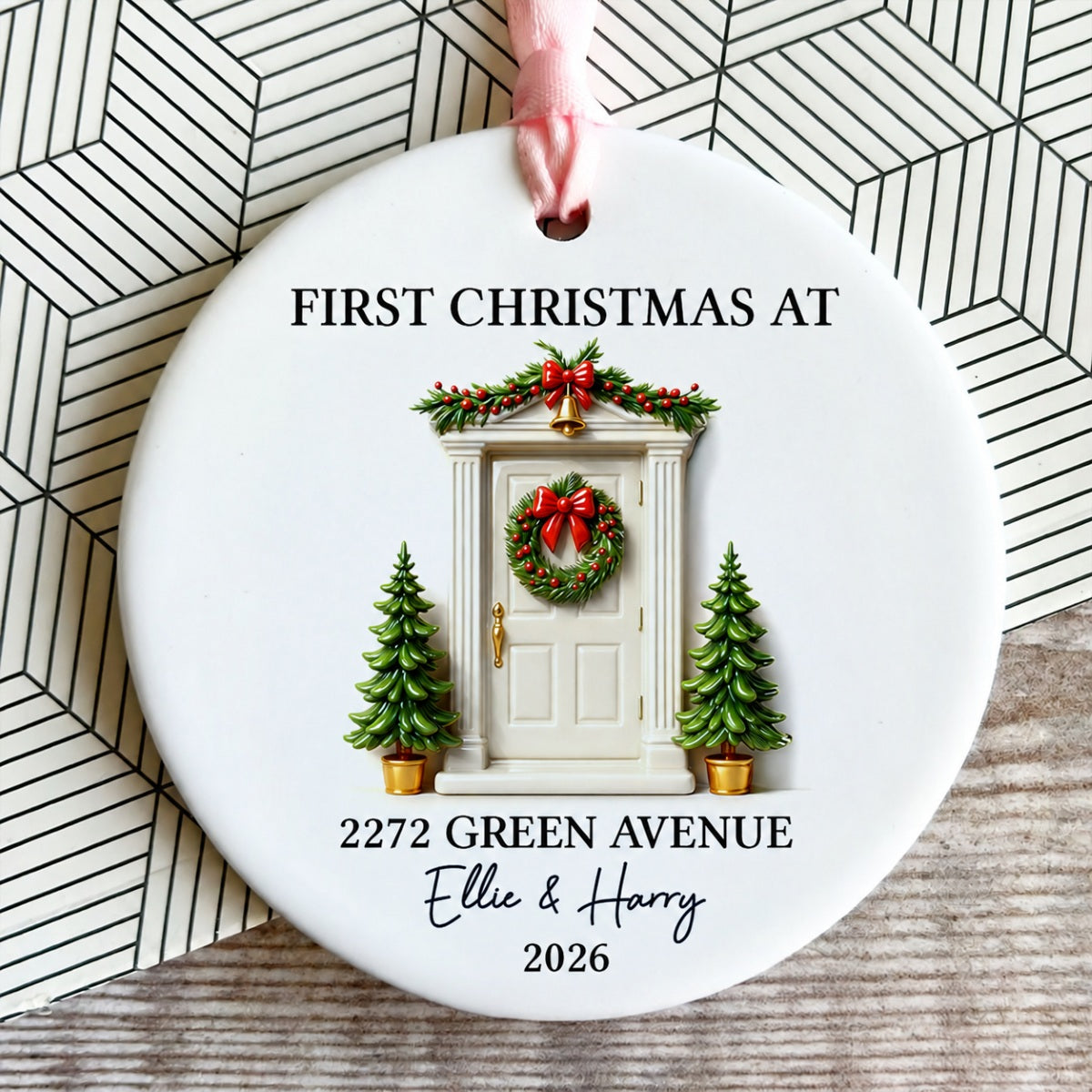 First Christmas New Home 3D Effect - Personalized Ceramic Ornament - New Home Decor