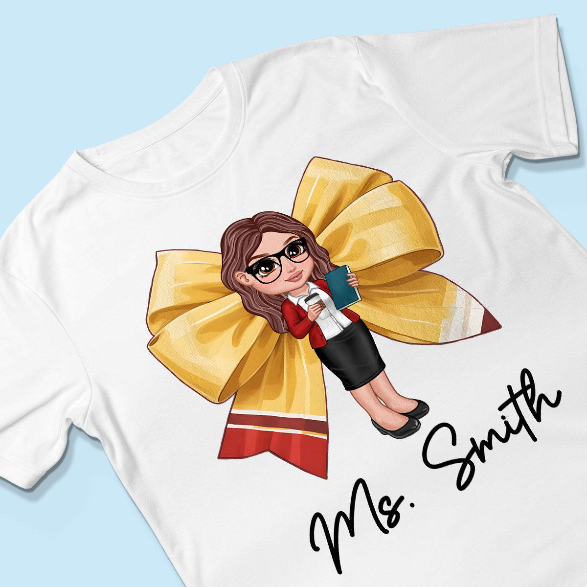 Pencil Coquette Bow Personalized Shirt, Appreciation Gift For Teacher