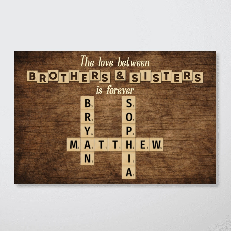 The Love Between Brothers Sisters Crossword Puzzle Art Personalized Poster