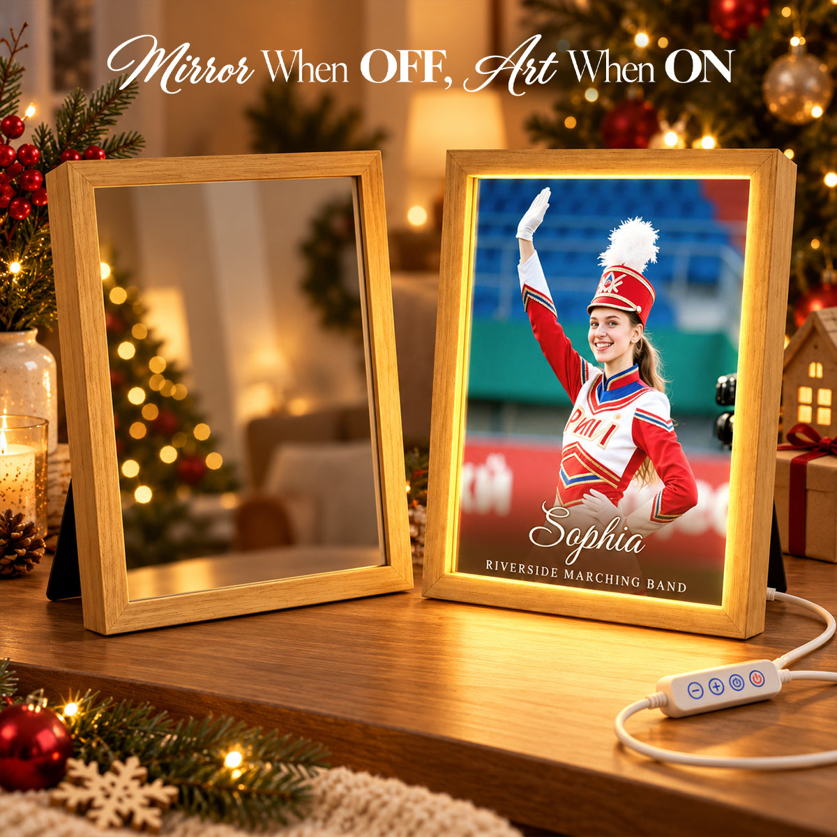 Custom Marching Band Photo - Personalized Mirror Light Box - Christmas Gift for Daughter, Son, Grandkids