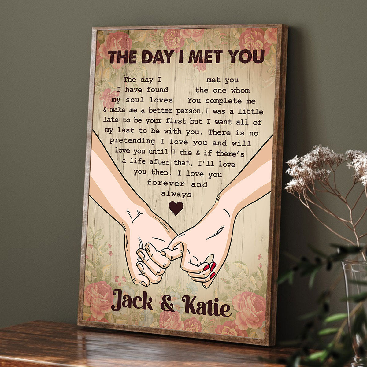 The Day I Met You Couple Hands Personalized Vertical Poster, Heartfelt 2025  Gift, Anniversary Gift