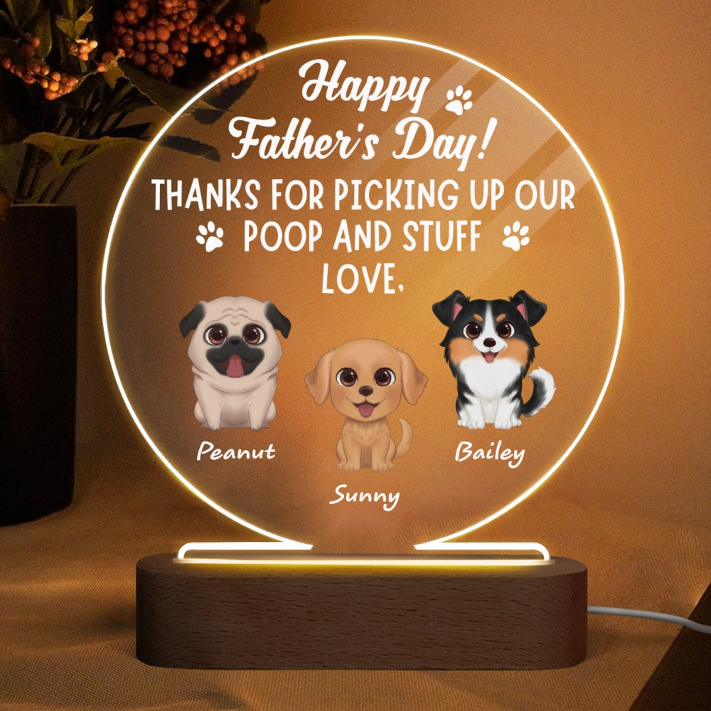 Thanks For Picking Our Poop Dog Dad Personalized Circle LED Night Light