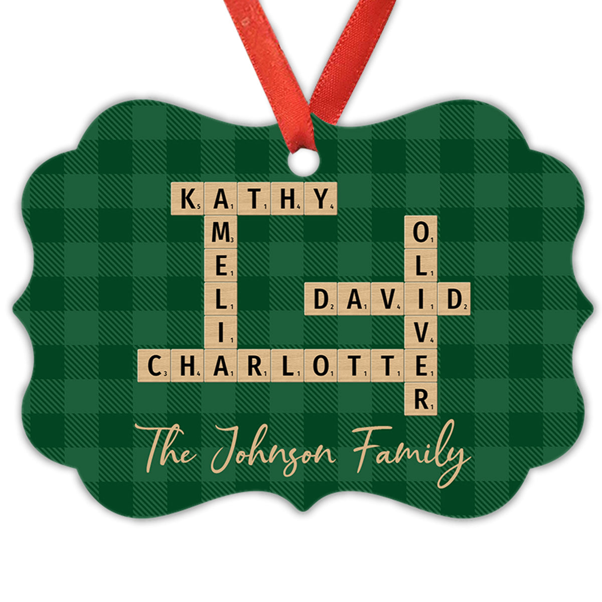Family Crossword Art - Created In A Moment, Treasured Forever Personalized Aluminum Ornament