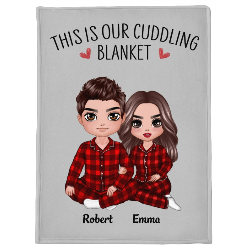 Doll Couple Sitting This Is Our Cuddling Personalized Fleece Blanket