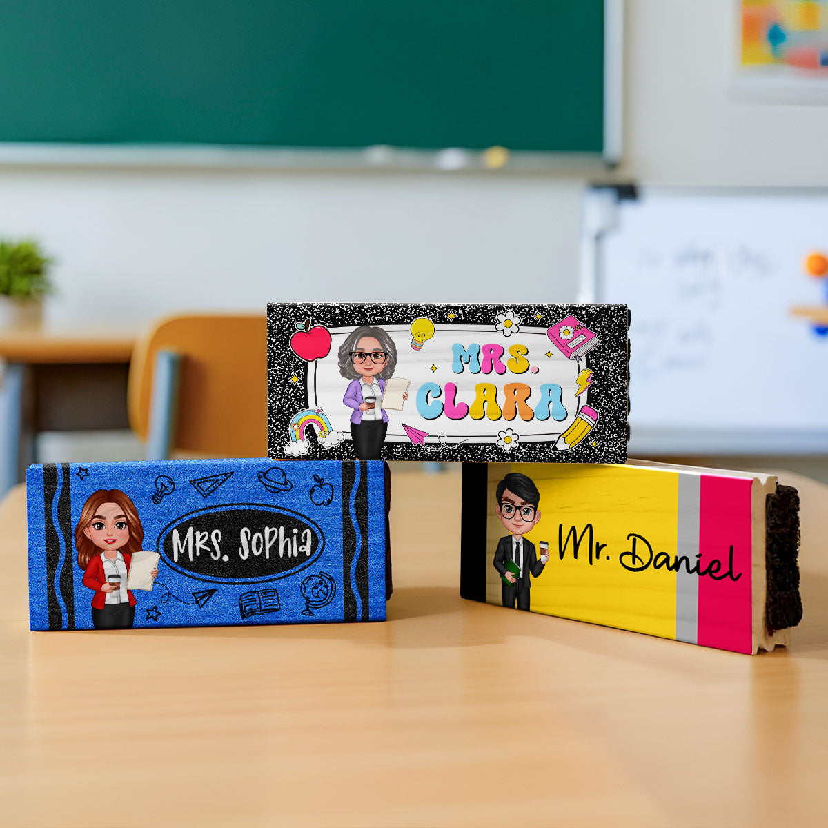 Doll Teacher Personalized Chalkboard Whiteboard Eraser with Marker, Teacher Appreciation Gift, Back To School Gift