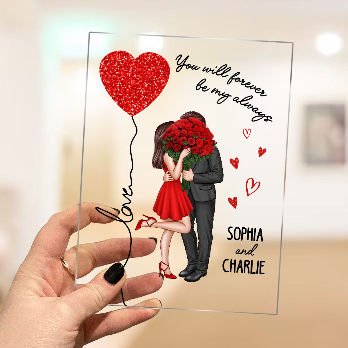 Elegant Couple Love Heart String Valentine‘s Gift Personalized Acrylic Plaque