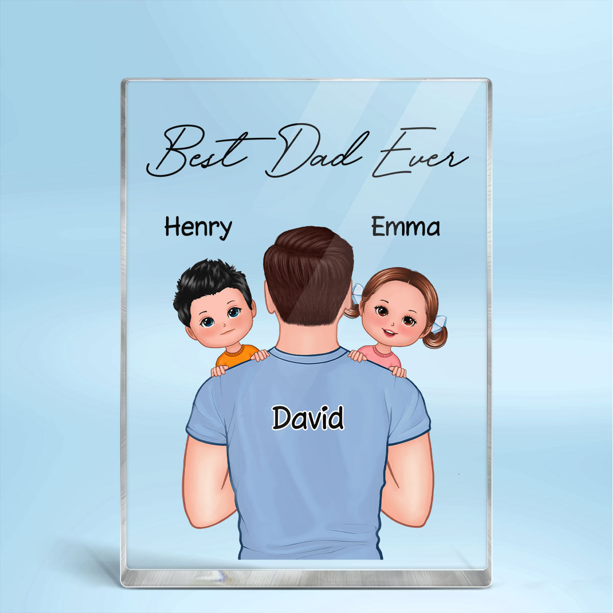 Dad Carrying Kids On Shoulder Gift For Dad Personalized Vertical Rectangle Acrylic Block Plaque