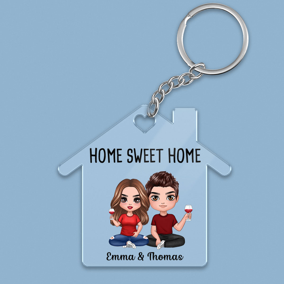 Doll Couple Sitting Our First Home Personalize Acrylic Keychain