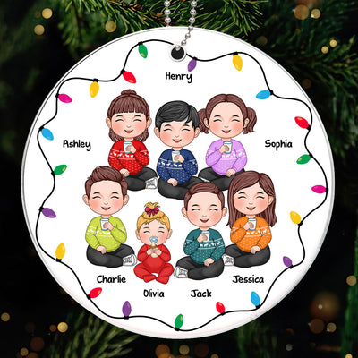 Christmas Light Strings Cute Kids Sitting Personalized Acrylic Ornament