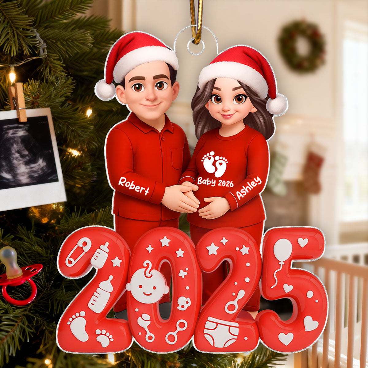 2025 Expecting Parents - Personalized Acrylic Ornament - Christmas Gift for Expecting Parents