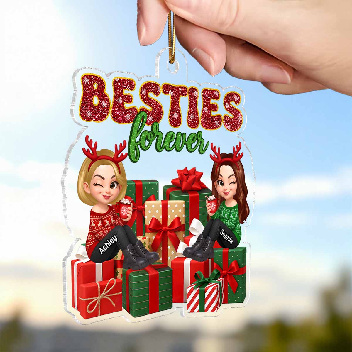 There's No Greater Gift Than Friendship Christmas - Personalized Acrylic Ornament - Gift For Besties