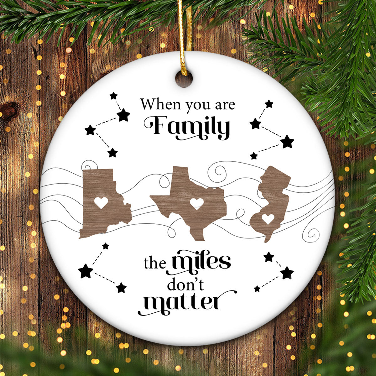 Custom Long Distance Ceramic Ornament, Heartfelt Christmas Gift for Family, Friends, Sisters, Besties
