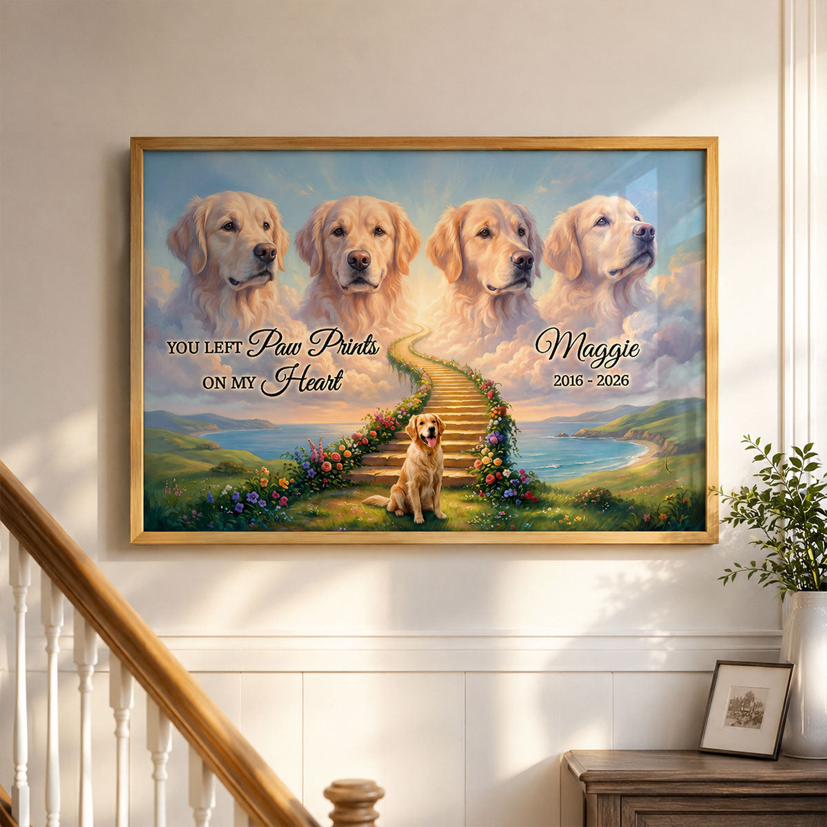 Pet Memorial Stairway to Heaven - Personalized Poster - Custom Pet Photo, Pet Loss Gift, Sympathy Gift