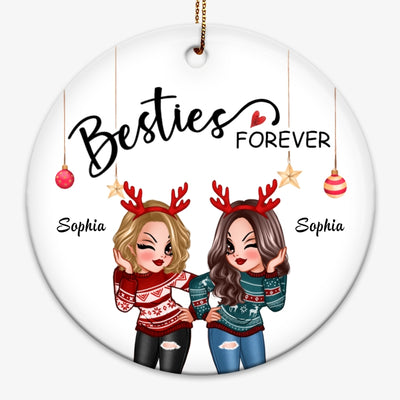 Besties Forever Best Friends Pretty Women Christmas Personalized Circle Ornament