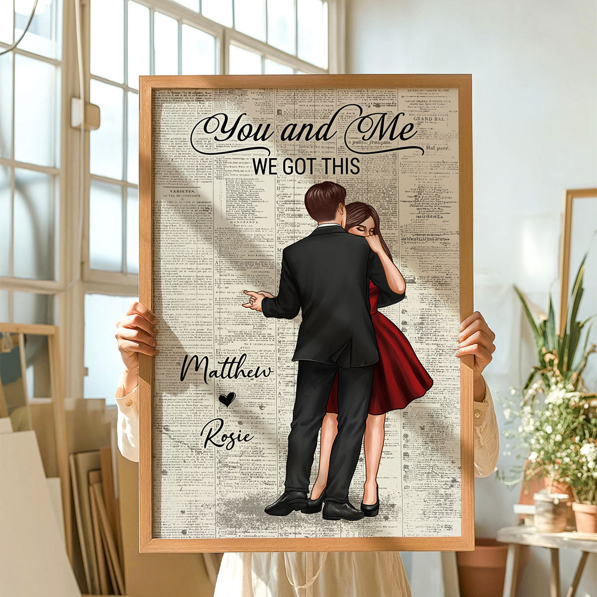 Couple Dancing Vintage Newspaper Anniversary Gift  Gift Personalized Poster