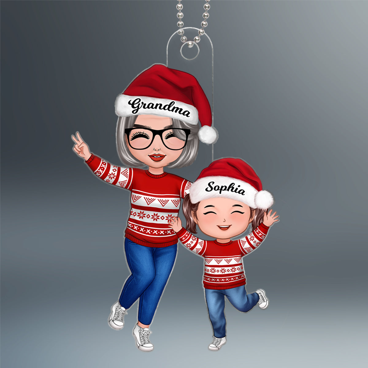 Happy Doll Grandma & GrandKid Christmas Gift For Granddaughter Grandson Personalized Acrylic Ornament