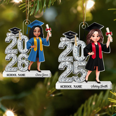 3D Shiny Effect Class Of 2025 2026 Senior - Personalized Acrylic Ornament - Gift For Graduates, Daughter, Son