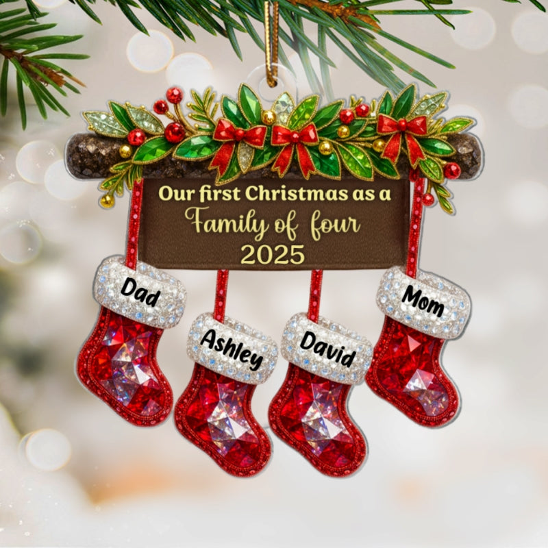 New Family First Christmas, Baby 1st Christmas 3D Crystal Effect - Personalized Acrylic Ornament - Heartwarming Christmas Keepaske