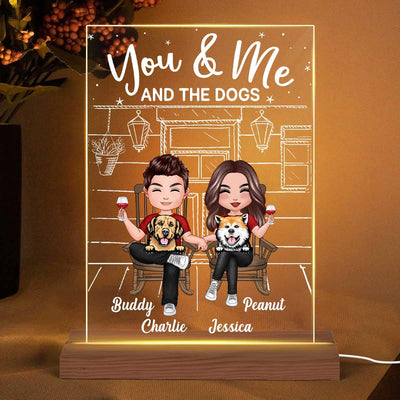 Couple And The Dogs Front Porch Personalized Plaque LED Night Light, Acrylic LED Lamp