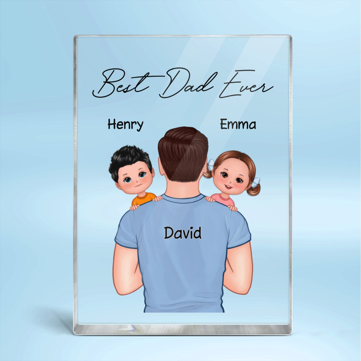Dad Carrying Kids On Shoulder Gift For Dad Personalized Vertical Rectangle Acrylic Block Plaque