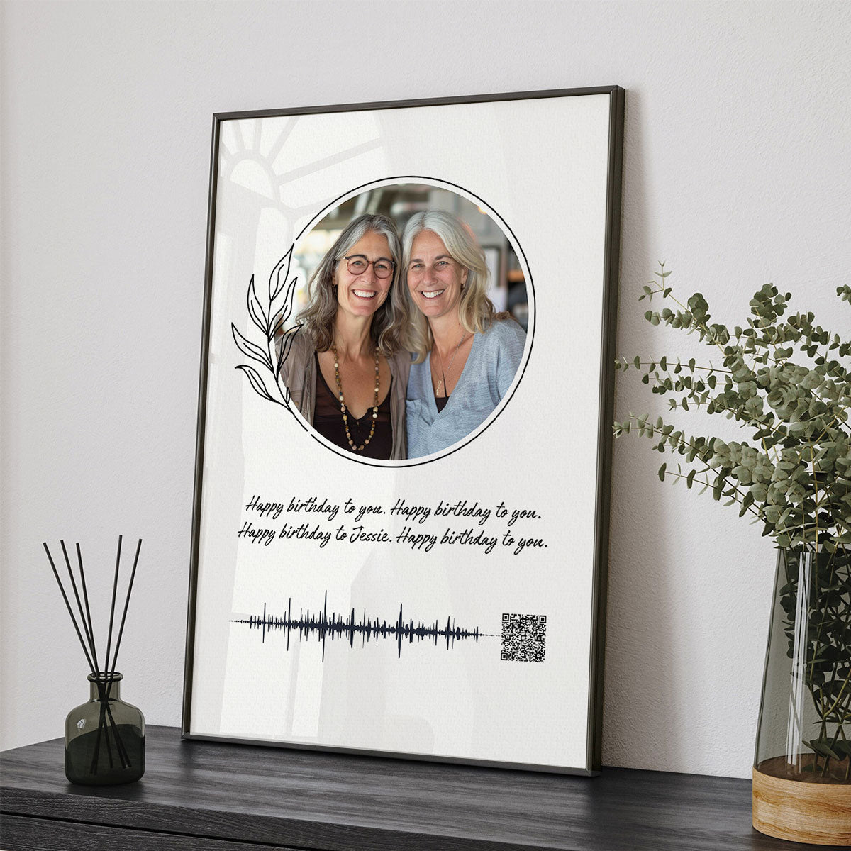 Heartfelt Voice Recording Gift for Mom, Grandma, Dad, Grandpa, Soundwave Art QR Code Personalized Poster
