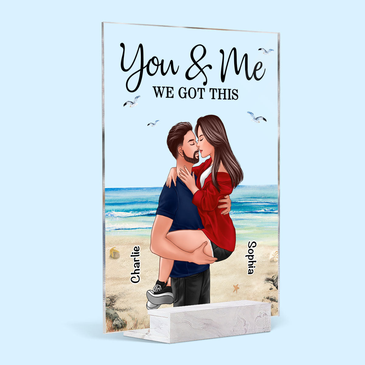 Couple Hugging In The Sunset Personalized Acrylic Plaque