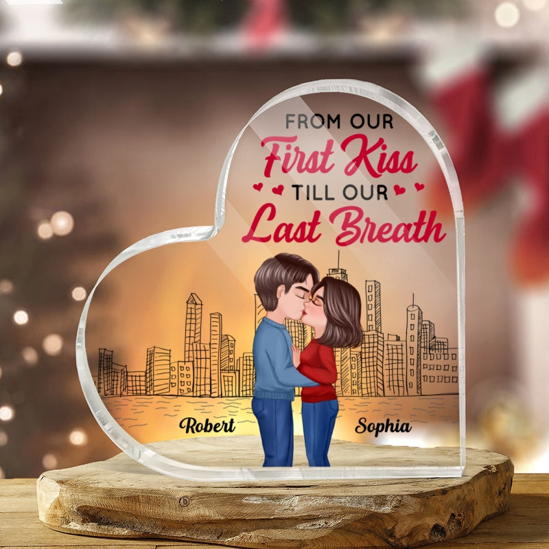 Couple Kissing Every Love Story Personalized Heart Plaque