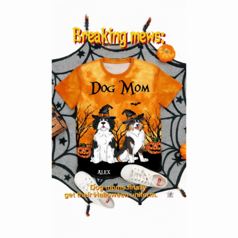 Dog Mom Halloween Moon Light Bat Tree - Personalized 3D Shirt