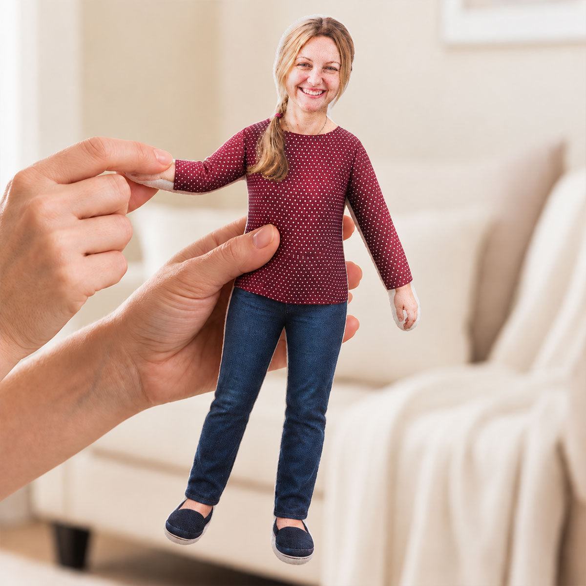 Custom Mini Me Doll with Poseable Body - Personalized Plush Doll - Unhinged Gag Gift for Bestie, Coworkers, Funny White Elephant Christmas Gift, Ugly Face Pillow