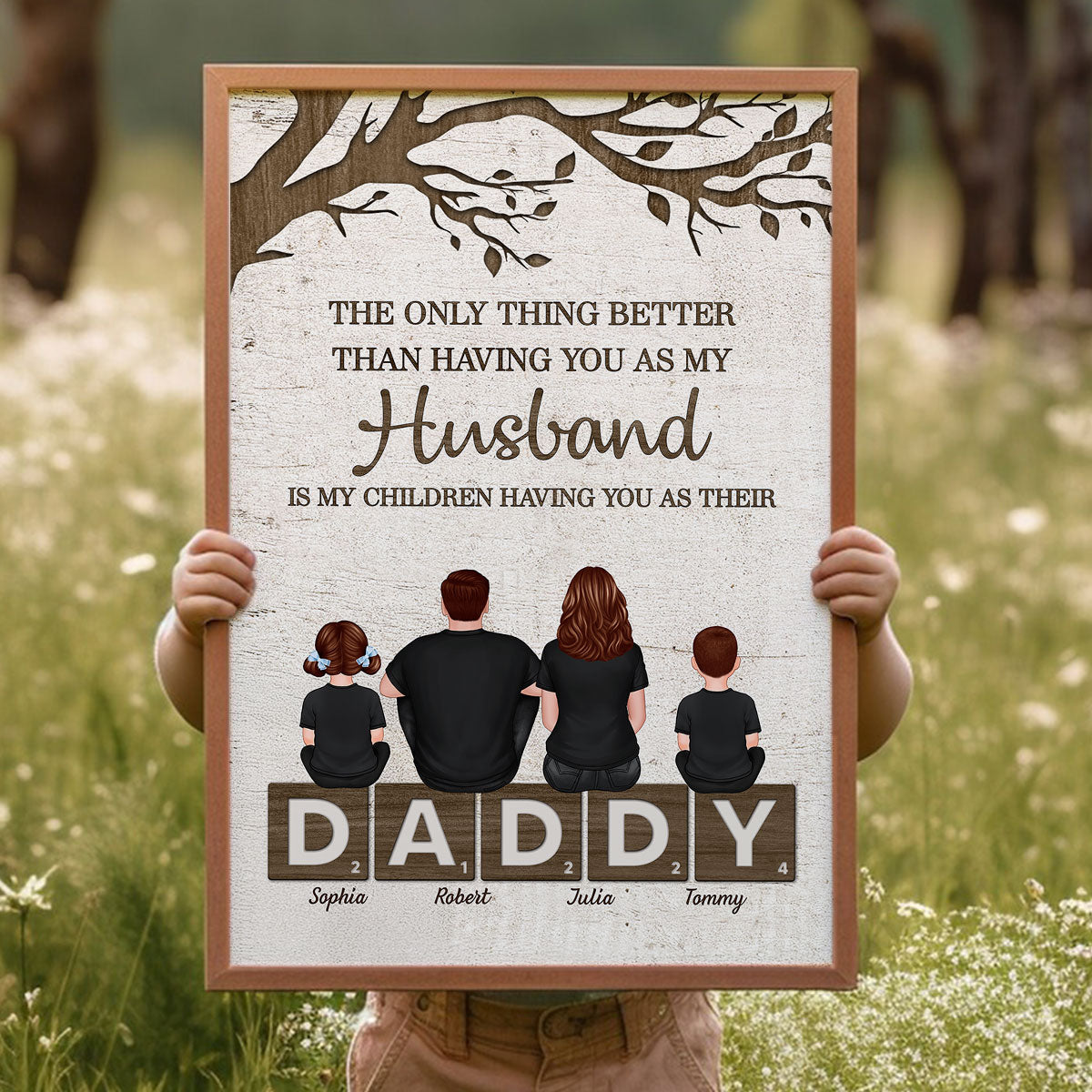 Dad Family Sitting On Text The Only Thing Personalized Poster, Father's Day gift