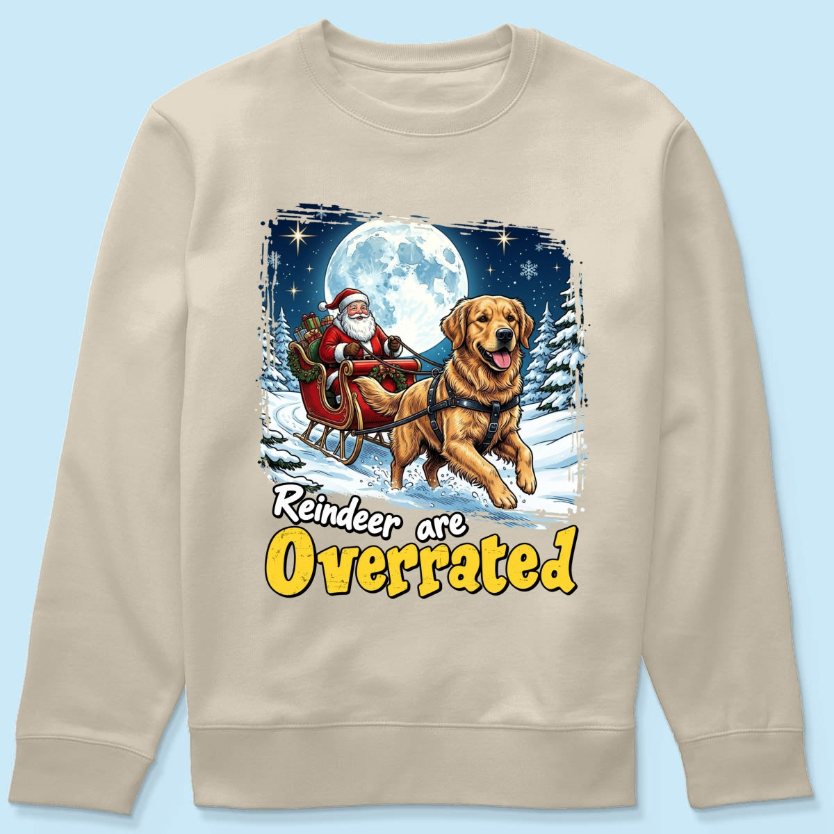 Funny Santa Dog Reindeer Are Overrated Upload Pet Photo - Personalized Shirt - Funny Christmas Gift For Dog Lovers