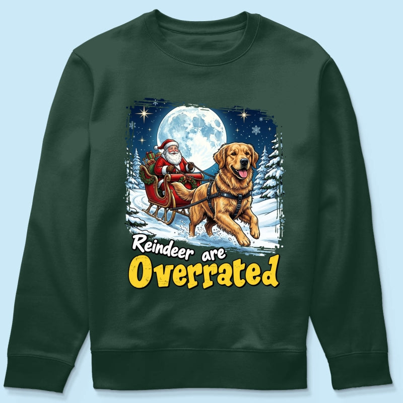 Funny Santa Dog Reindeer Are Overrated Upload Pet Photo - Personalized Shirt - Funny Christmas Gift For Dog Lovers