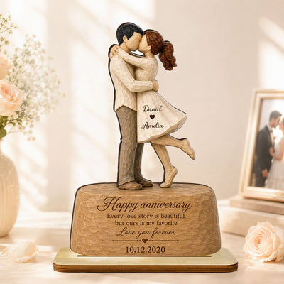 Our Love is Our Favorite - Personalized 2-Layered Wooden Plaque - Couple Heartfelt Anniversary Gift for Her, for Him