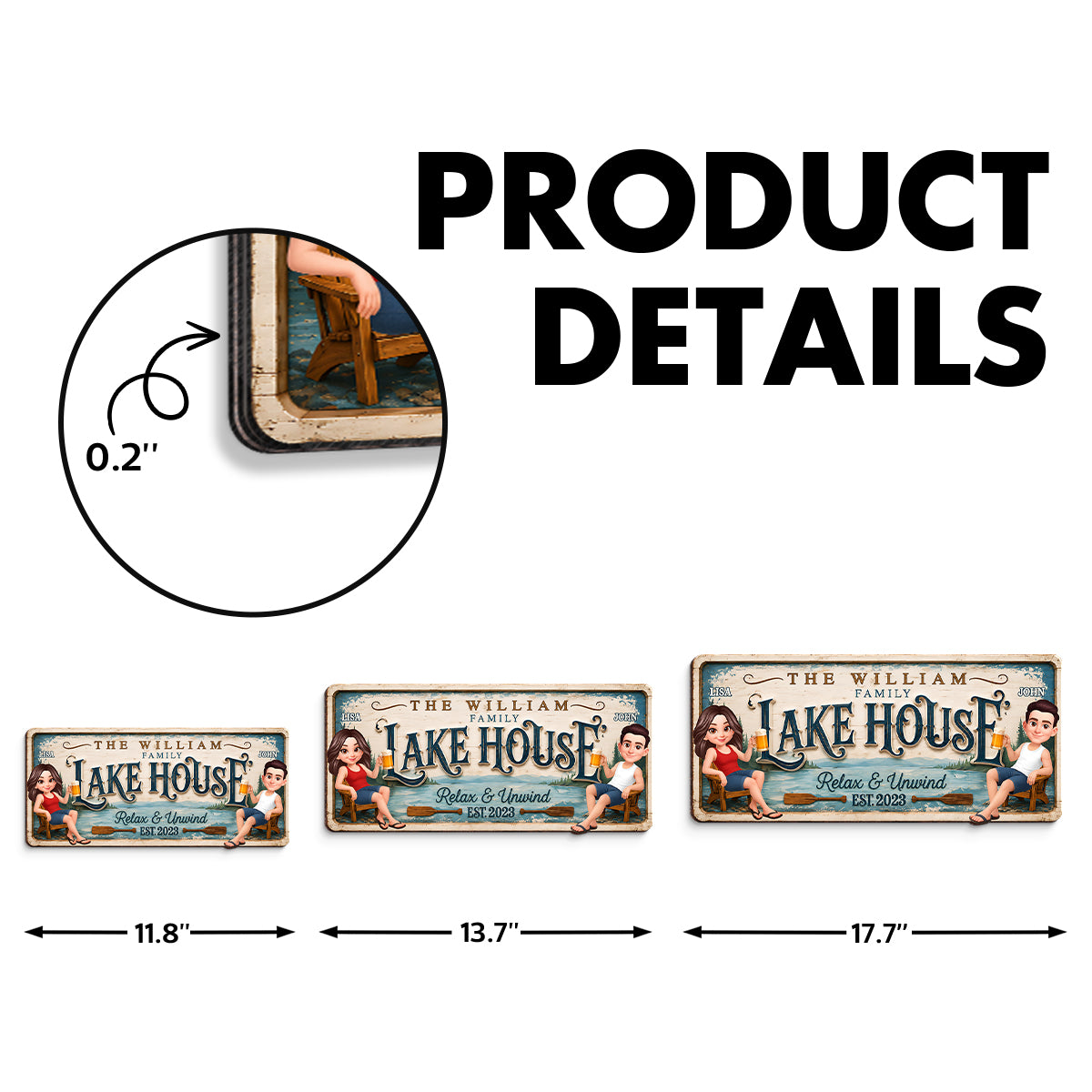 Family Lake House Relax & Unwind - Personalized Wood Sign - Gift For Couple, Family, Summer Decorations