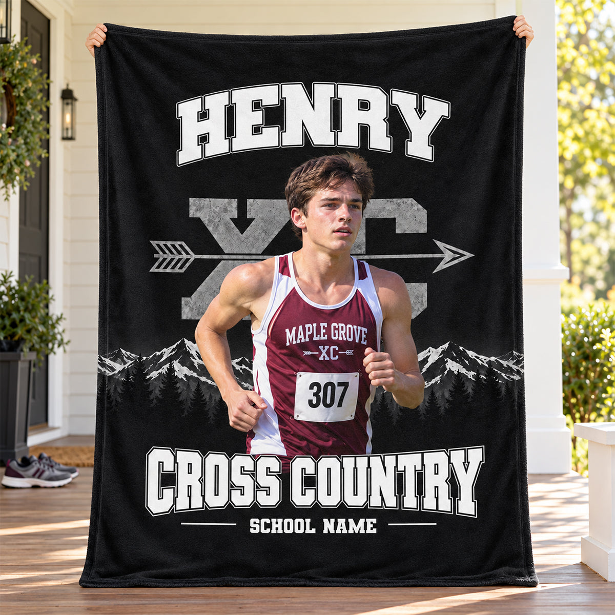 Custom Photo Cross Country - Personalized Fleece Blanket - Christmas Gift for Daughter, Son, Grandkids