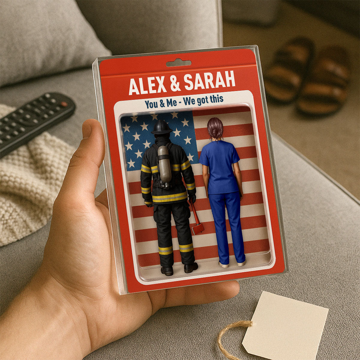 Hero Couple You & Me We Got This Realistic Figures Style Personalized Acrylic Block Plaque