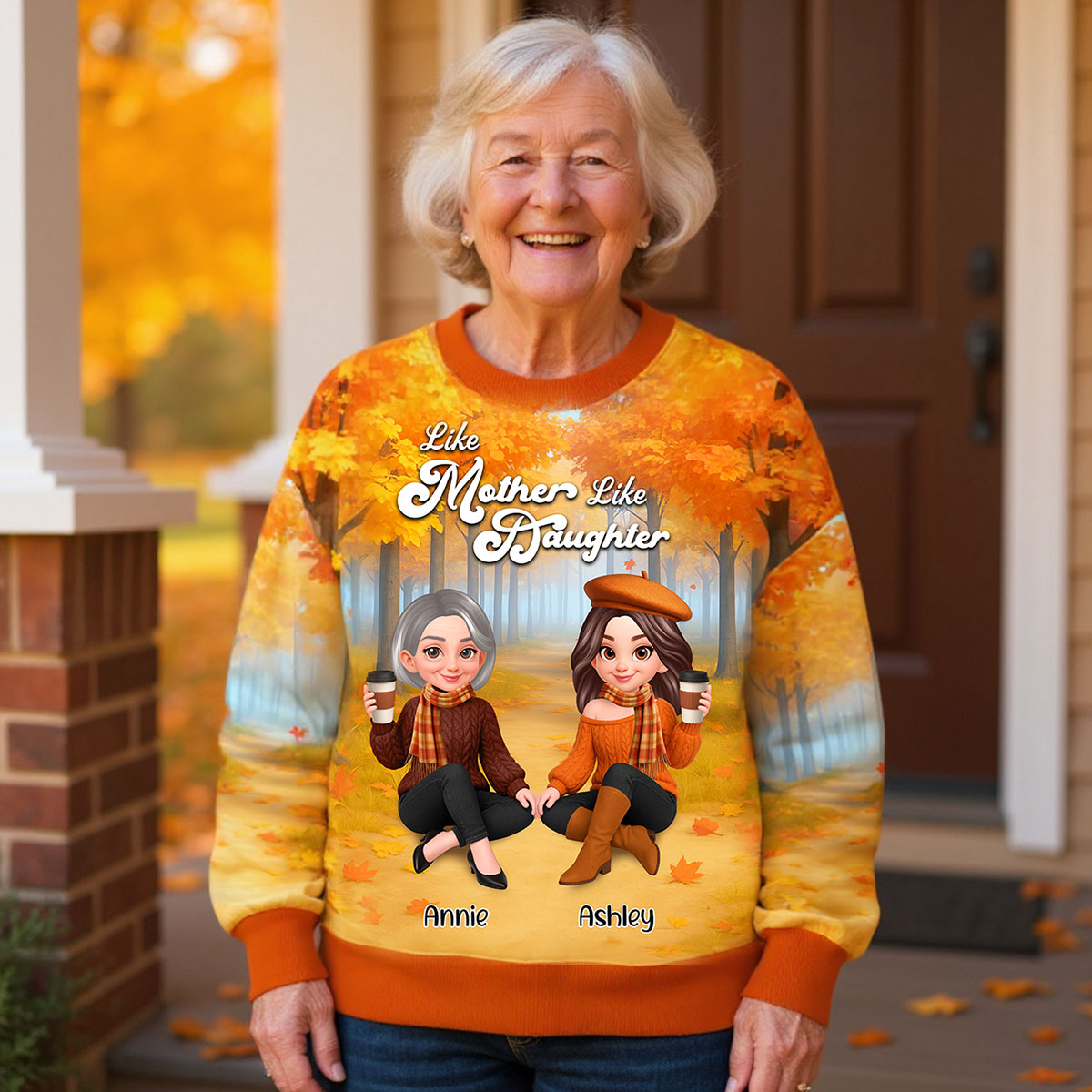 Fall Season Like Mother Like Daughters Sitting Personalized 3D Sweatshirt