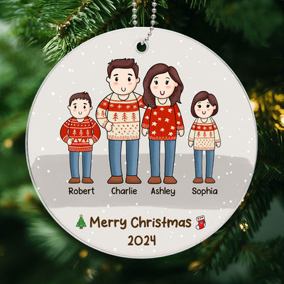 Comic Family Christmas Simple Background Personalized Acrylic Ornament
