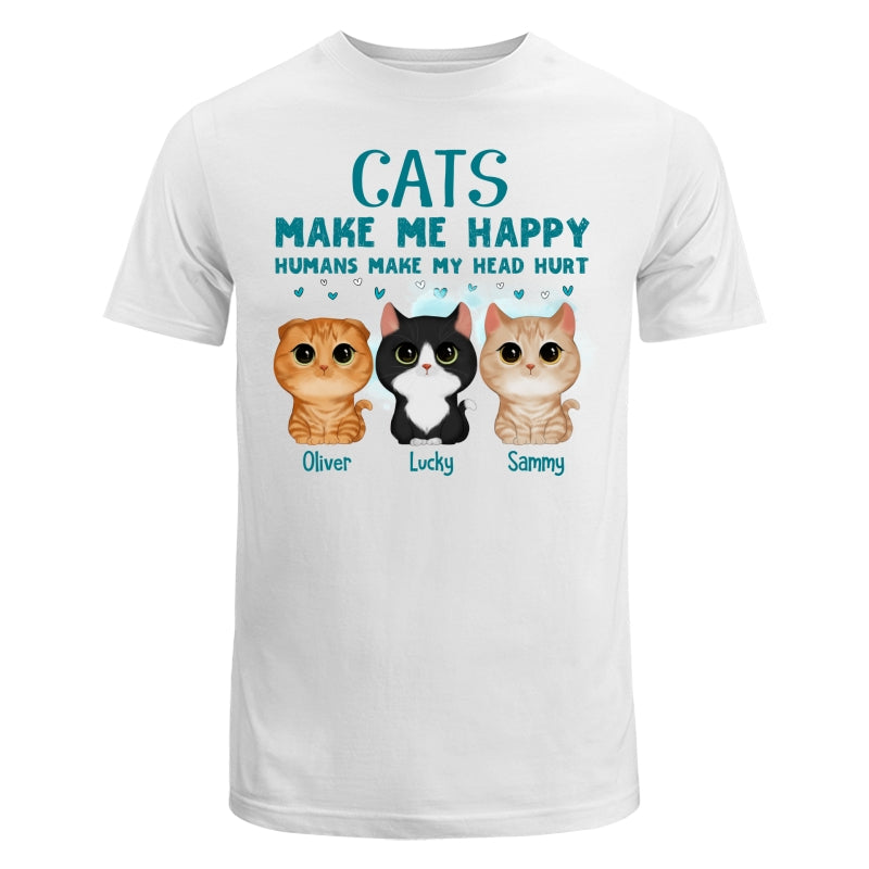 Cats Make Me Happy Watercolor Cute Cats Personalized Shirt