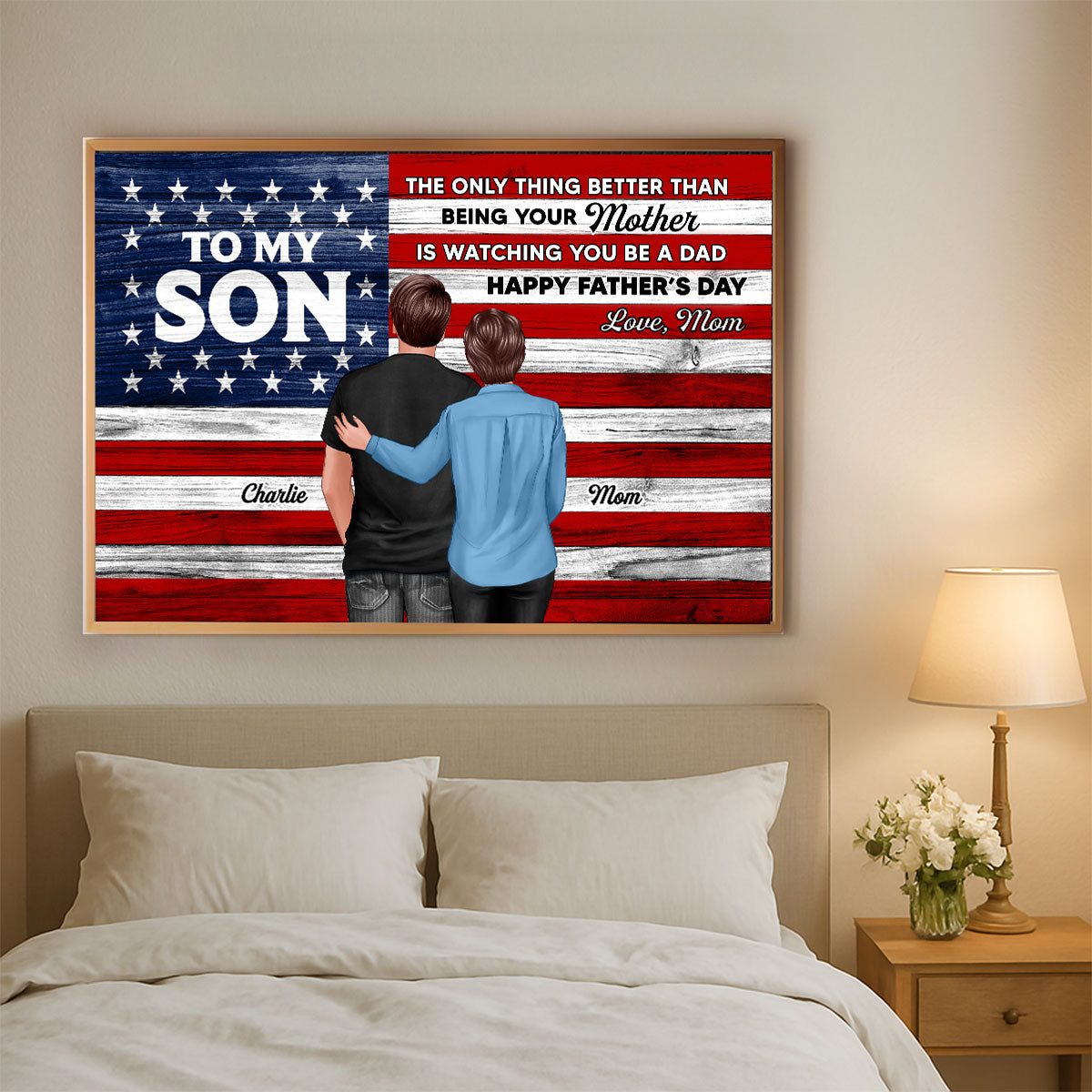 Nation Flag To My Son Happy Father's Day Personalized Poster, Heartfelt Father's Day Gift For Son