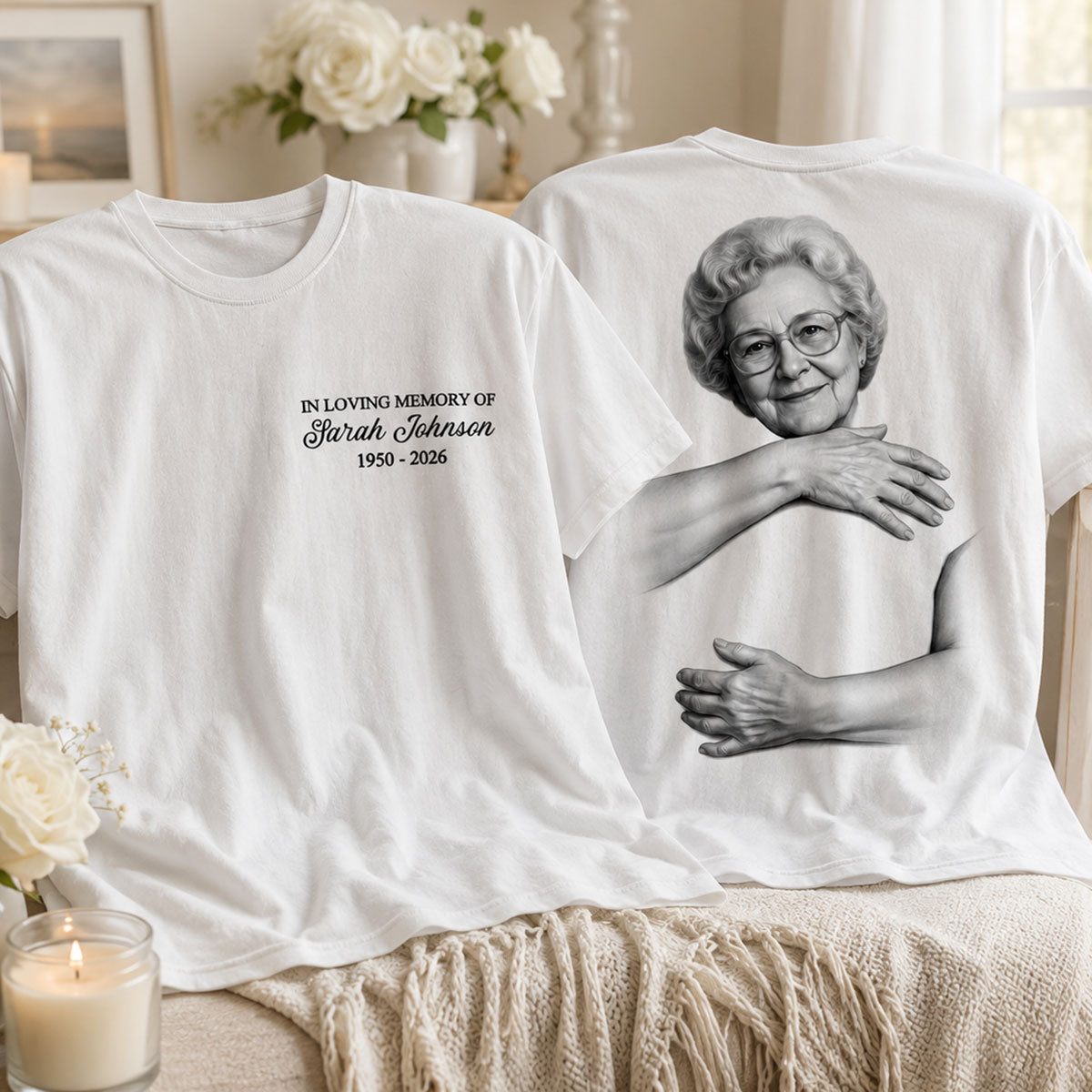 A Hug to Remember Custom Photo - Personalized Shirt - Memorial Gift, Sympathy Gift, Celebration of Life
