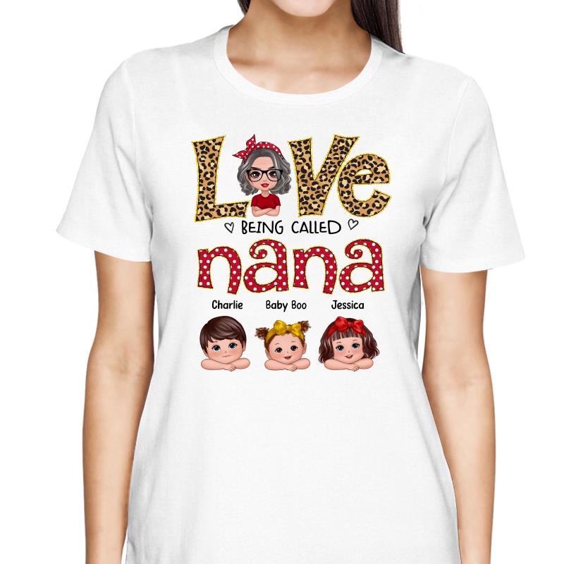Love Being Called Grandma Polka Dot Doll Grandma Grandkids Personalized Shirt