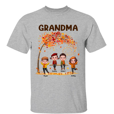 Kids Playing Ourdoor Autumn Fall Season Grandma Mom Personalized Shirt