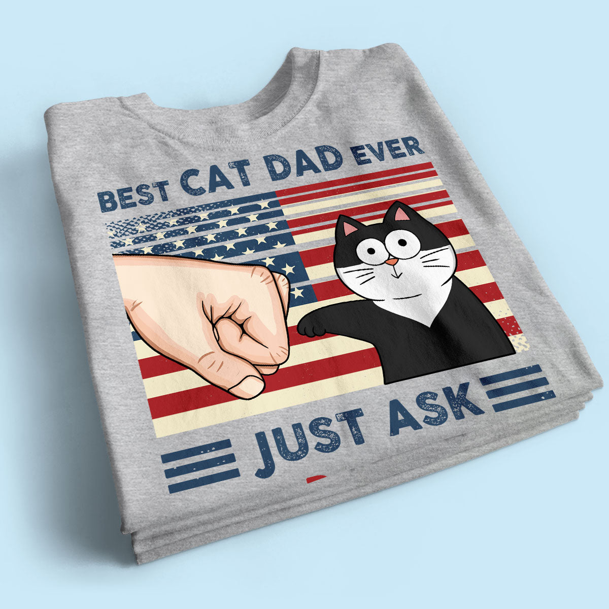 Best Cat Dad Ever Nation Flag Fist Bump Funny Cute Cats Personalized Shirt