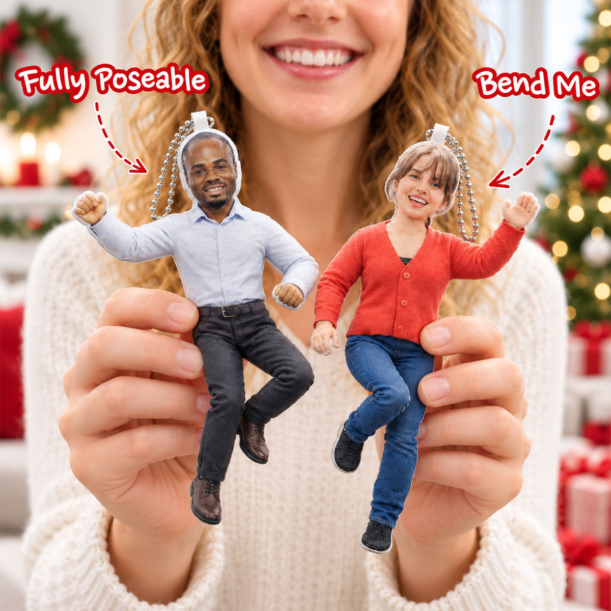Custom Mini Me Doll with Poseable Body - Personalized Plush Doll Ornament - Unhinged Gag Gift for Bestie, Coworkers, Funny White Elephant Christmas Gift