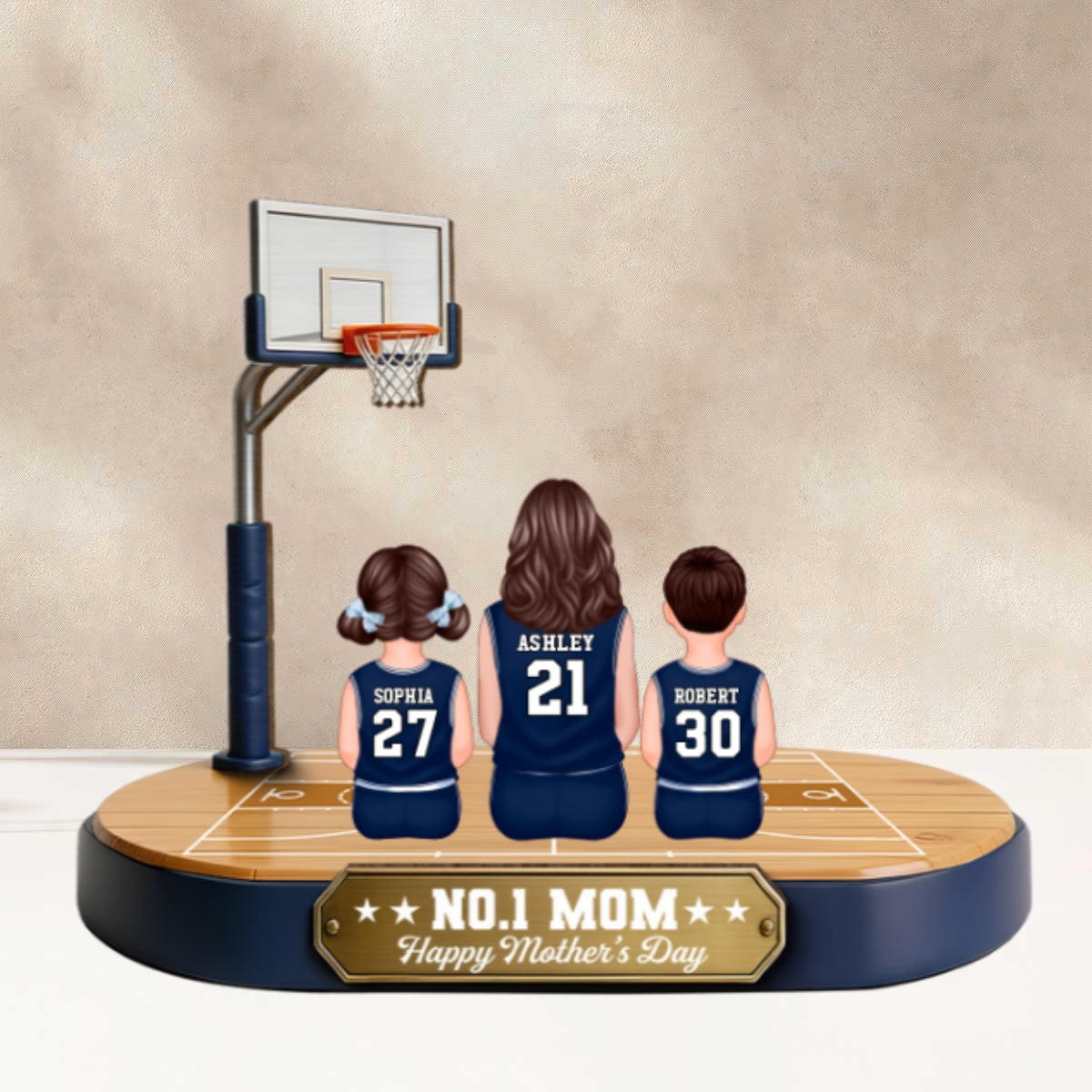 Mommy's Basketball Dream Team - Personalized 2-Layered Wooden Plaque - Father's Day Gift For Basketball Mom