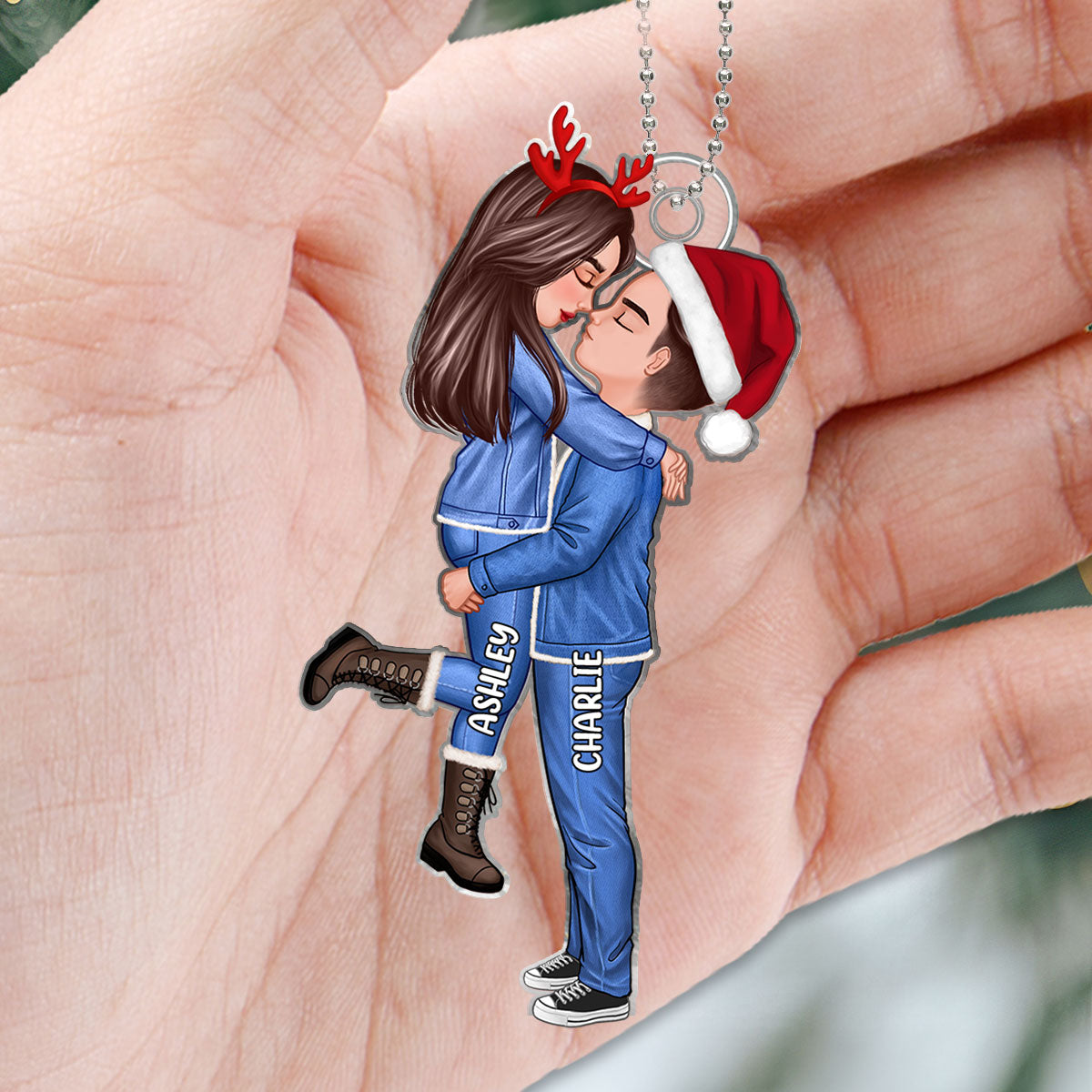 Winter Christmas Couple Personalized Acrylic Ornament